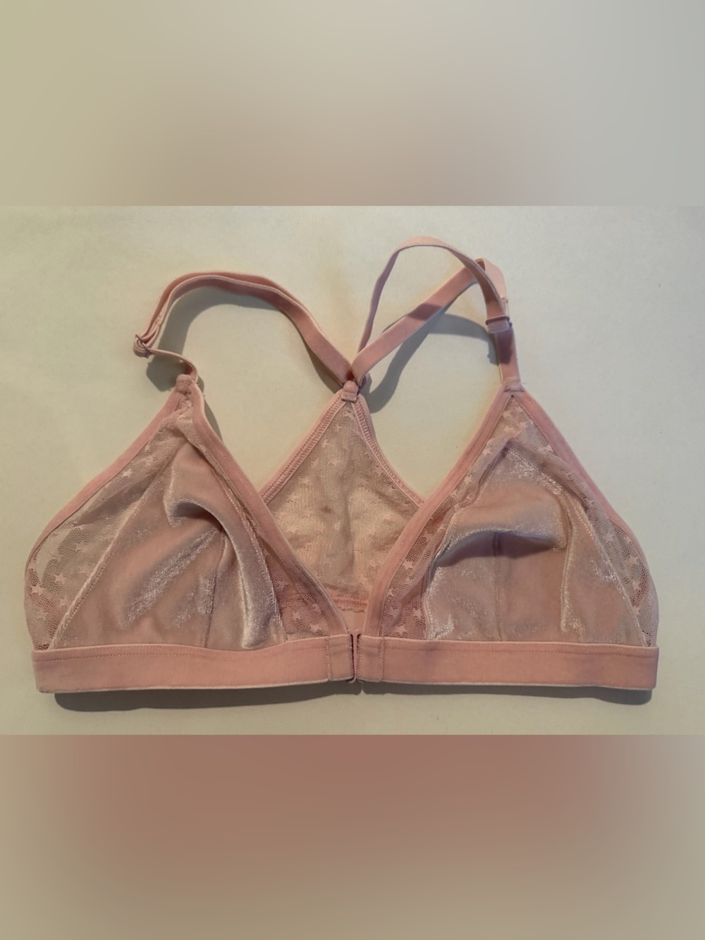 Victoria's Secret Pink Mesh Wireless Pullover Bralette Stretch Semi-Sheer S